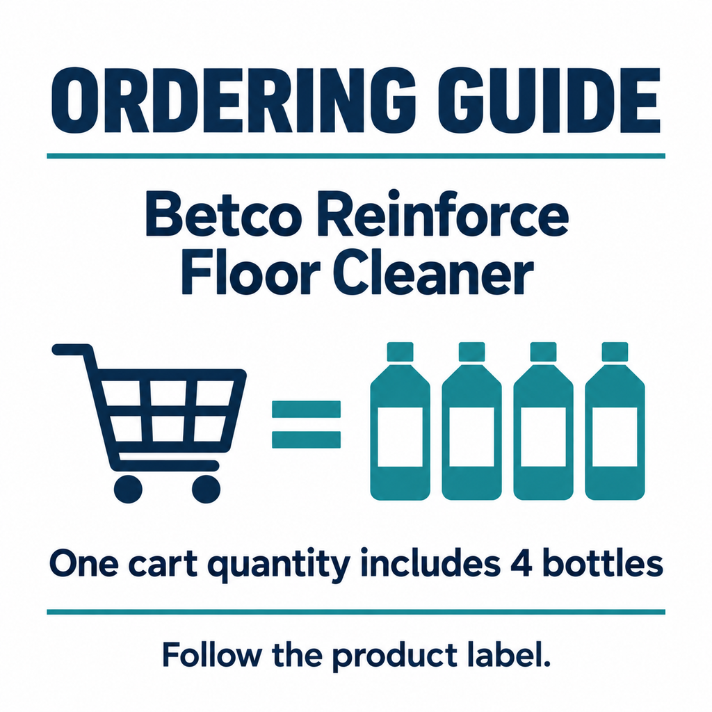 Betco Reinforce Floor Cleaner order guide: 4 bottles, 67.6 fl oz per bottle