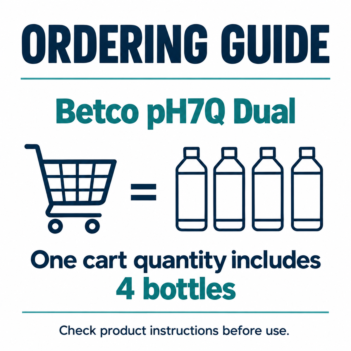 Betco pH7Q Dual order guide: 4 bottles, 1 gallon per bottle