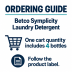 Betco Symplicity Laundry Detergent order guide: 4 bottles, 1 gallon per bottle