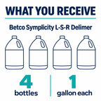 Betco Symplicity L-S-R Delimer pack guide: 4 bottles, 1 gallon