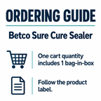 Betco Sure Cure Sealer order guide: 1 bag-in-box, 5 gallons