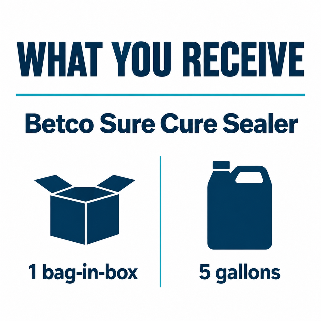 Betco Sure Cure Sealer pack guide: 1 bag-in-box, 5 gallons