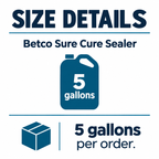 Betco Sure Cure Sealer size guide: 1 bag-in-box, 5 gallons