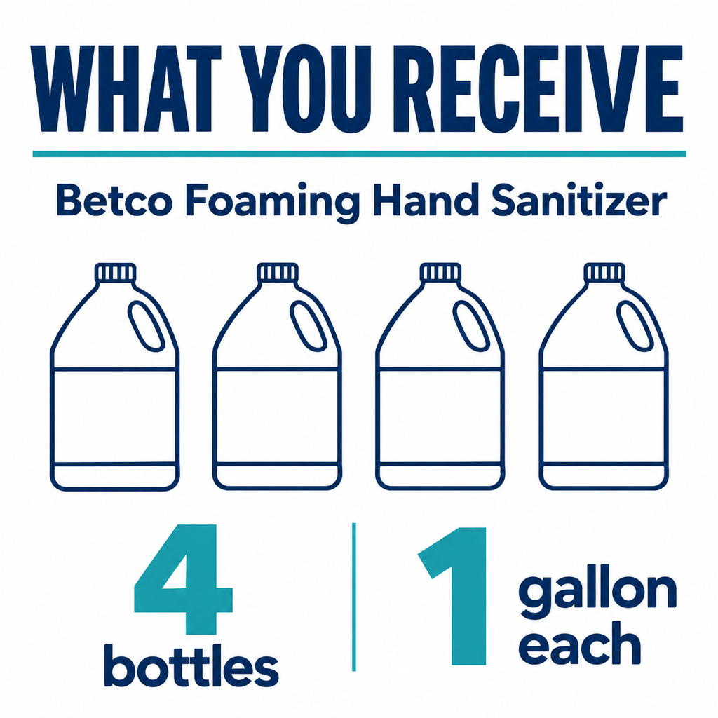 Betco Foaming Hand Sanitizer pack guide, 4 one-gallon bottles per case