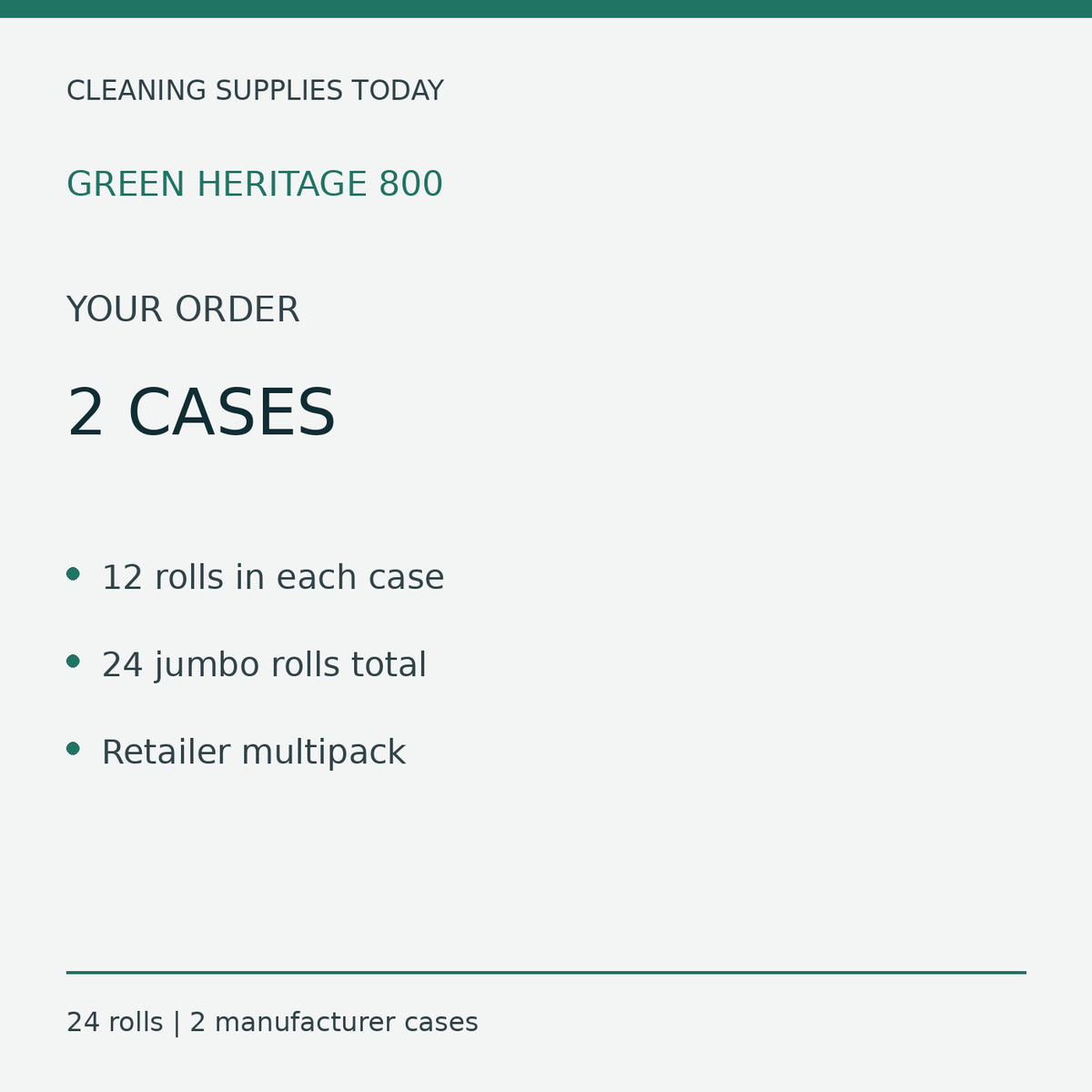 Green Heritage 800 two-case pack product information — package contents