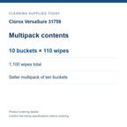Clorox VersaSure 31759 — Multipack contents; 10 buckets × 110 wipes; 1,100 wipes total; Seller multipack of ten buckets