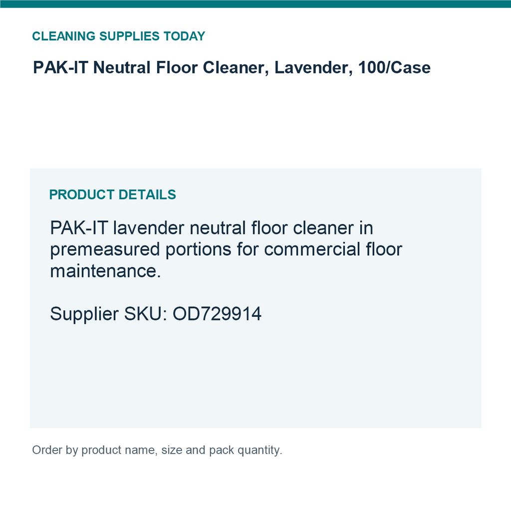 PAK-IT Neutral Floor Cleaner, Lavender, 100/Case — details guide