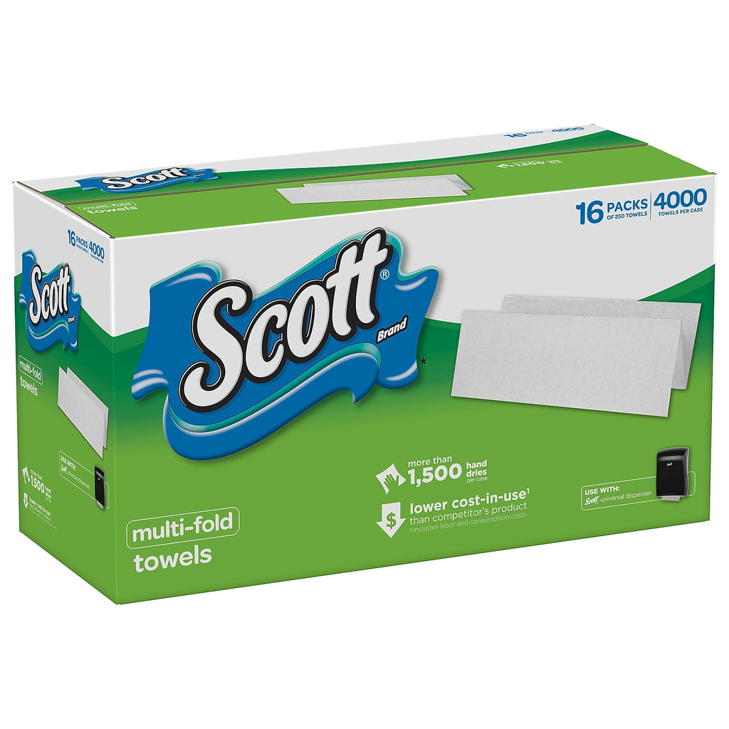 Scott White Multifold Paper Towels, 2-Case Pack, 8,000 Towels; product shown, see listing for total pack quantity