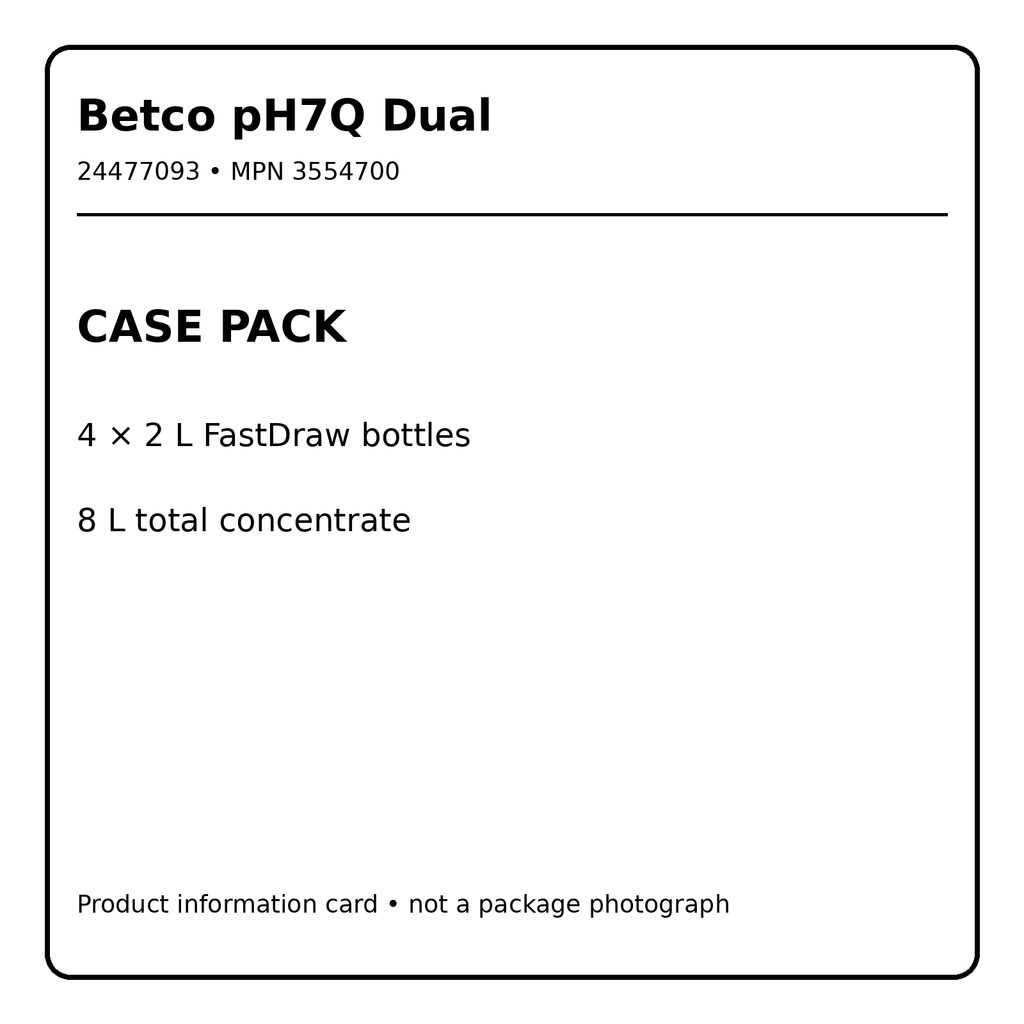 Betco pH7Q Dual case pack information card