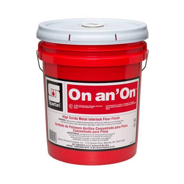 Spartan On an' On High Solids Floor Finish, 5 Gal — representative product photo; order quantity as listed