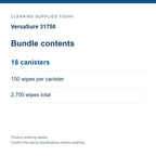 VersaSure 31758 — Bundle contents; 18 canisters; 150 wipes per canister; 2,700 wipes total