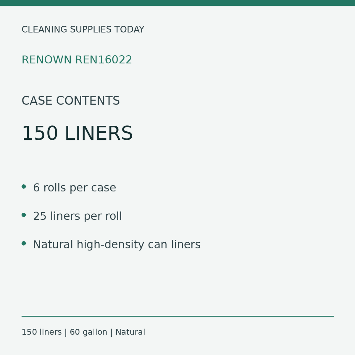 Renown REN16022 liners — product information 1