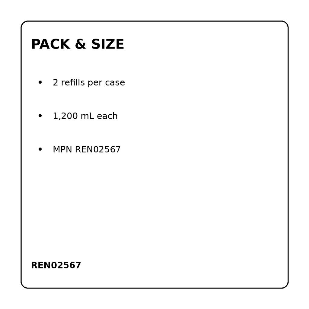 REN02567 pack size and MPN information
