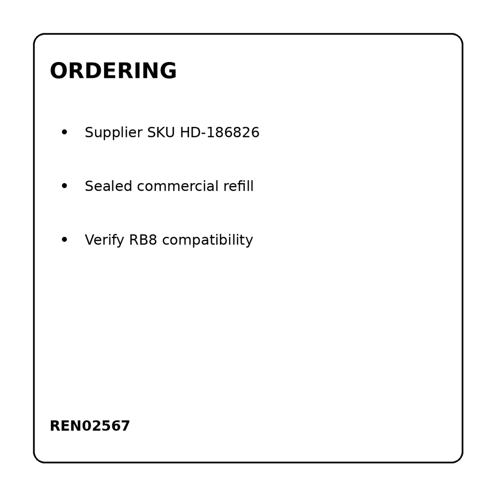 REN02567 supplier SKU and ordering information