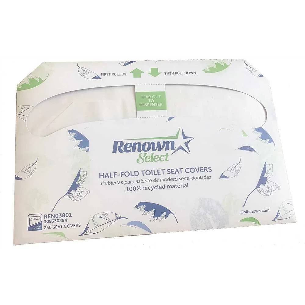 Renown HFTSC-R half-fold recycled toilet seat covers, 250 per pack, 20 packs per case