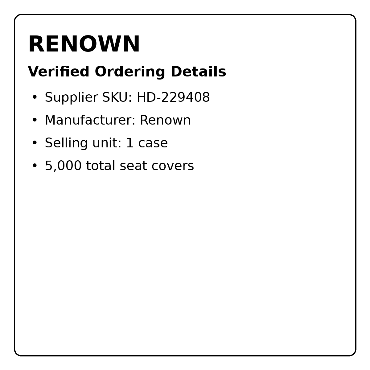 Renown HFTSC-R verified ordering details