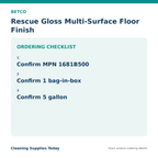 Betco Rescue Gloss ordering checklist