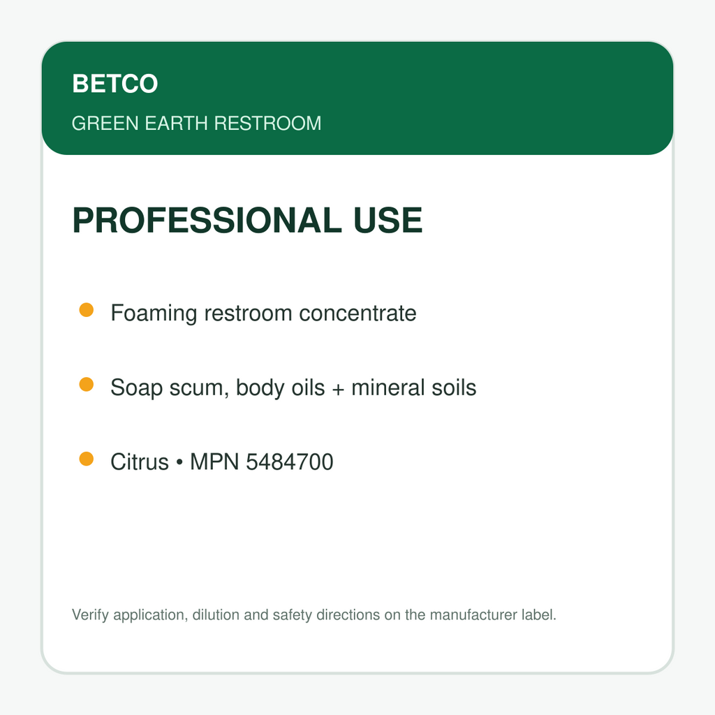 Betco Green Earth Restroom Cleaner professional uses