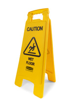 Rubbermaid FG611277YEL yellow caution wet floor sign front view