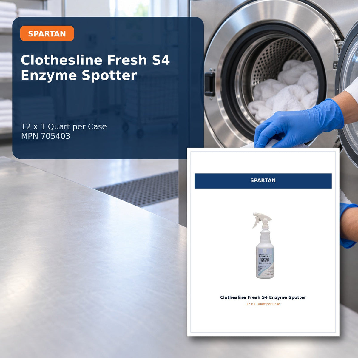 Spartan Clothesline Fresh S4 Enzyme Spotter, 1 Qt, 12/Case – MPN 705403 – 01 hero
