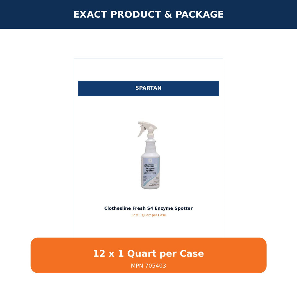 Spartan Clothesline Fresh S4 Enzyme Spotter, 1 Qt, 12/Case – MPN 705403 – 02 package