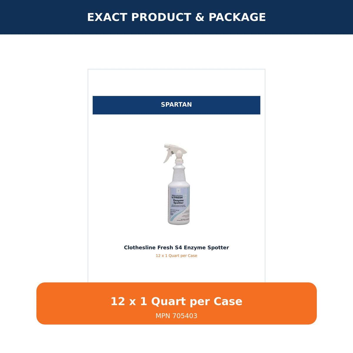 Spartan Clothesline Fresh S4 Enzyme Spotter, 1 Qt, 12/Case – MPN 705403 – 02 package