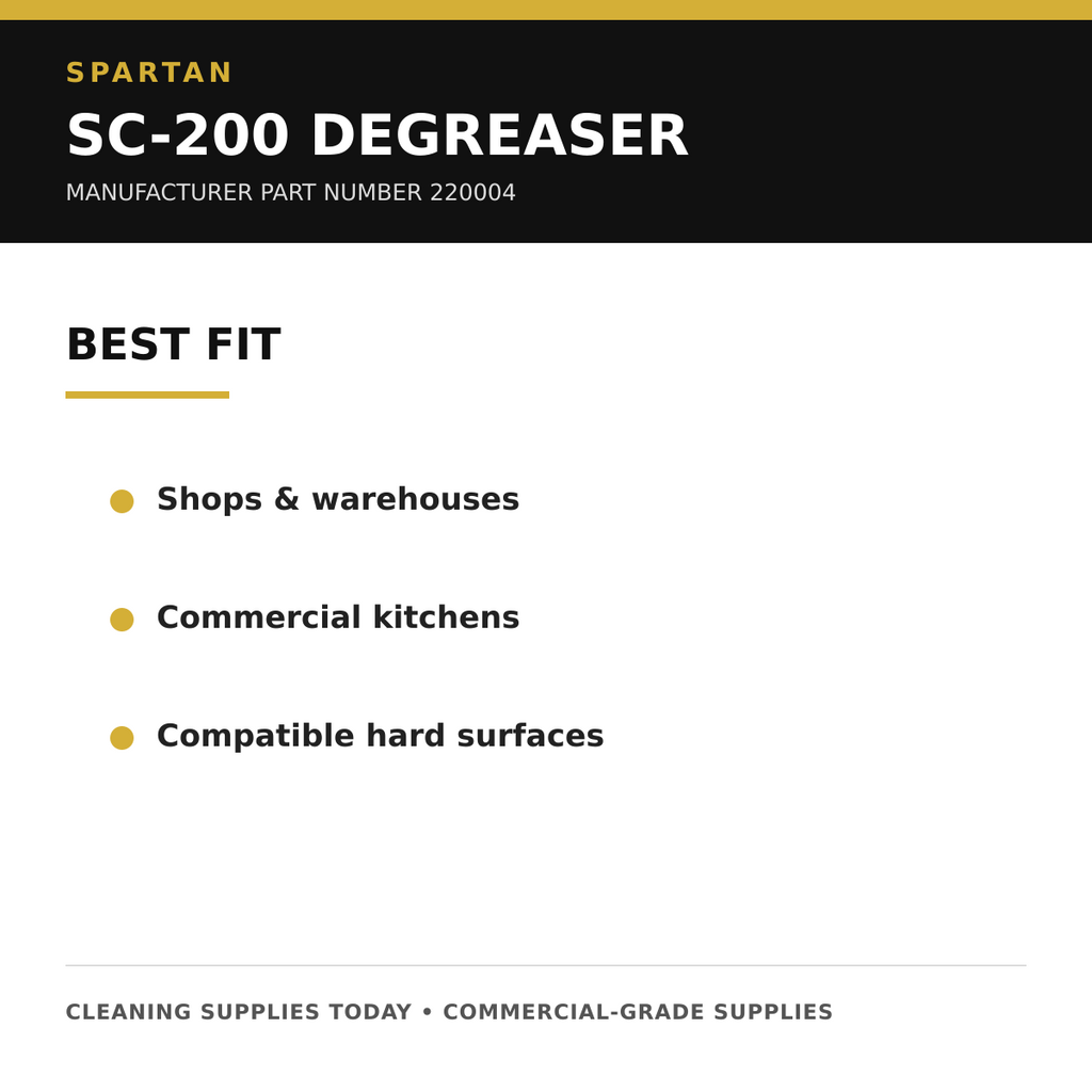 Spartan SC-200 220004 recommended applications