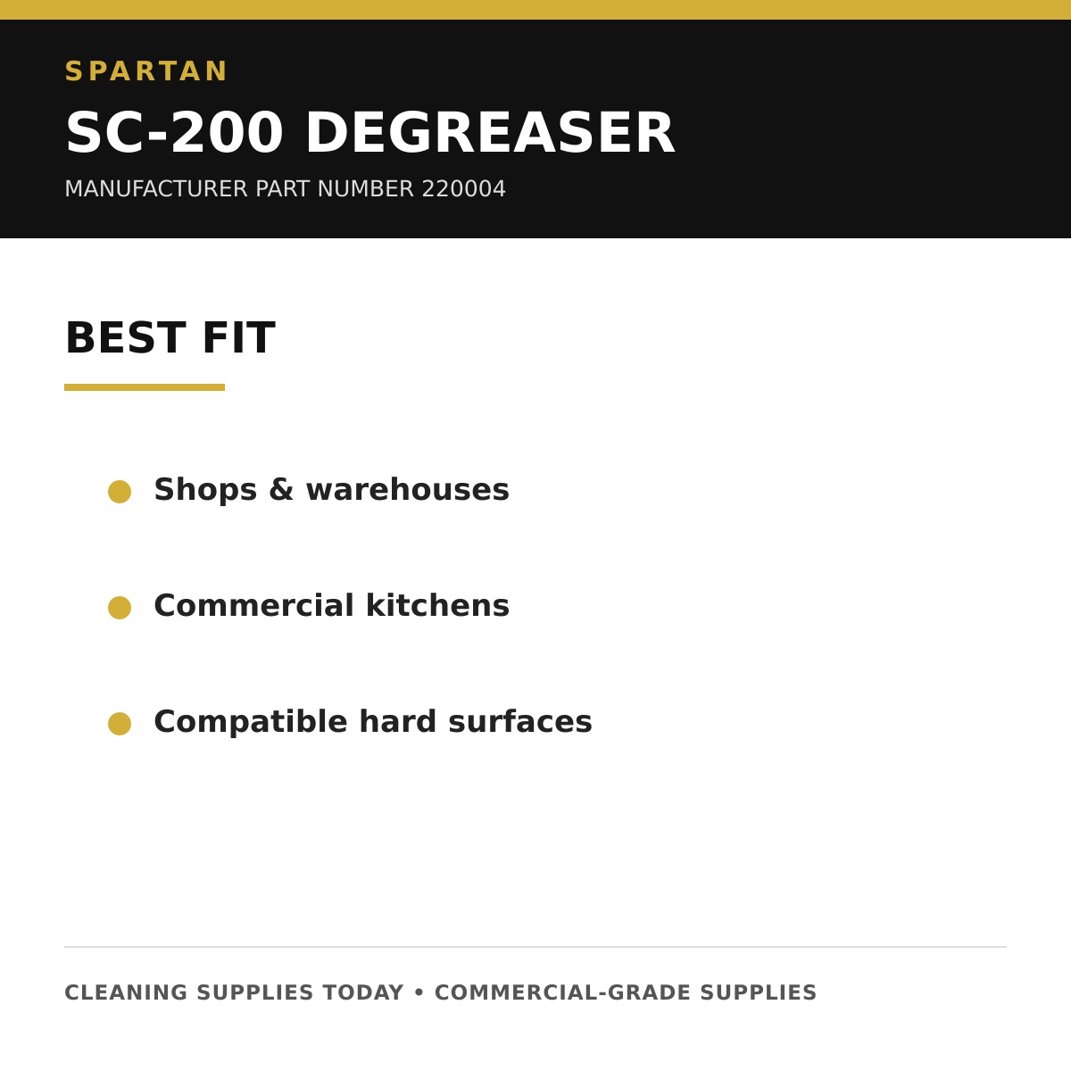 Spartan SC-200 220004 recommended applications