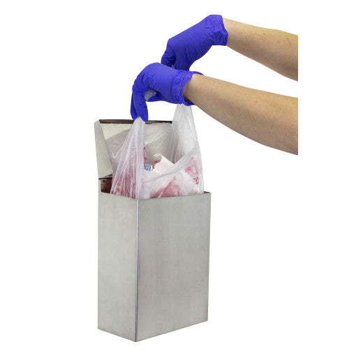 Manufacturer application photo: Scensibles LBSF500HD strap liner secured around a sanitary receptacle; receptacle sold separately