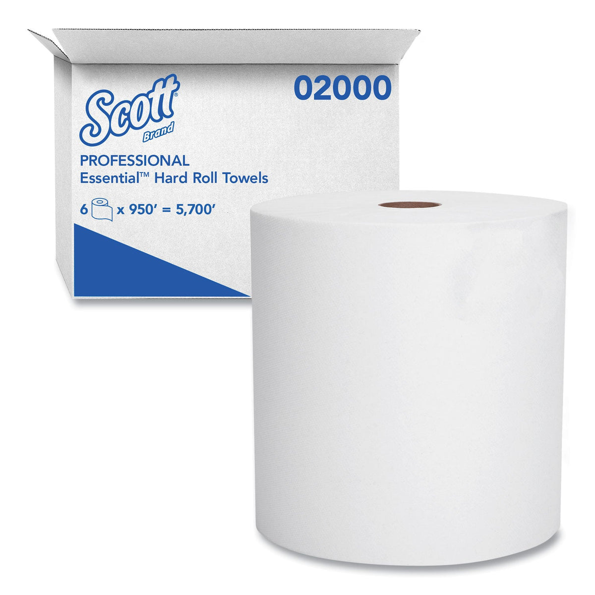 Scott Essential 02000 white high-capacity hardwound paper towels, 6 case