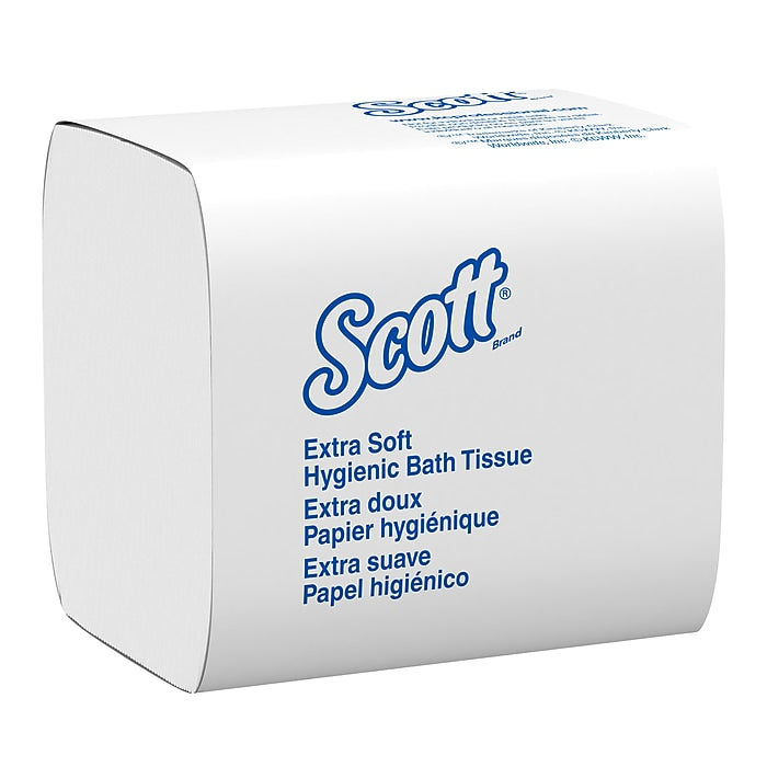 Scott 48280 folded white 2-ply tissue; each case has 36 packs of 250 sheets