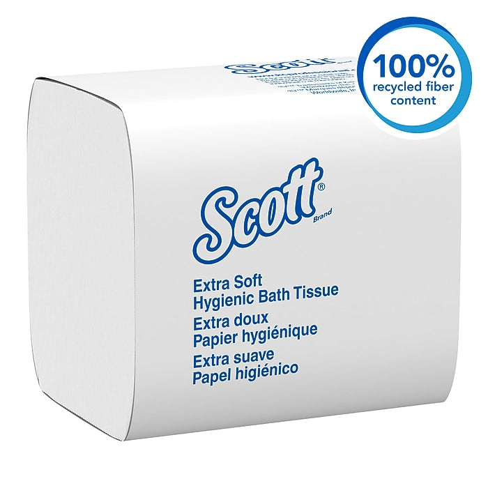 Scott 48280 folded white 2-ply tissue; each case has 36 packs of 250 sheets