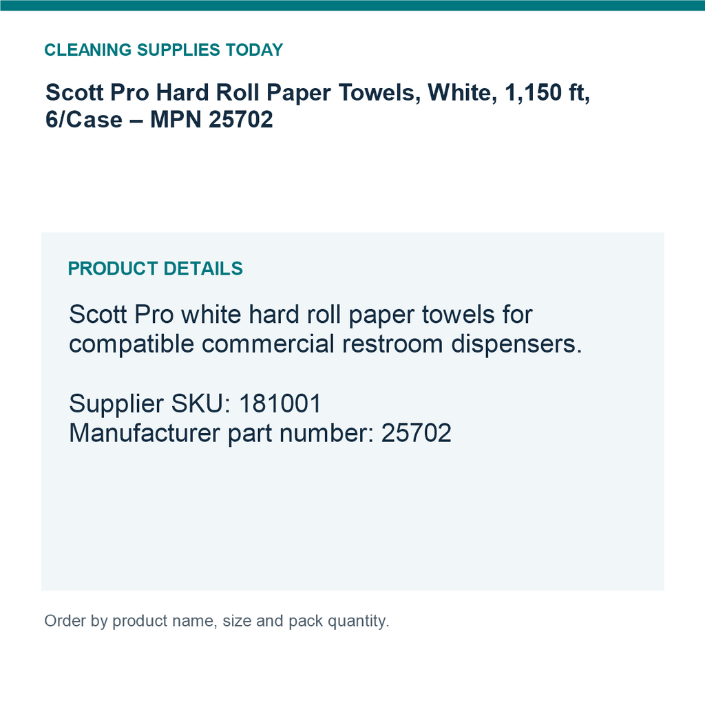 Scott Pro Hard Roll Paper Towels, White, 1,150 ft, 6/Case – MPN 25702 — details guide