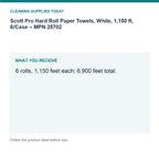 Scott Pro Hard Roll Paper Towels, White, 1,150 ft, 6/Case – MPN 25702 — pack guide