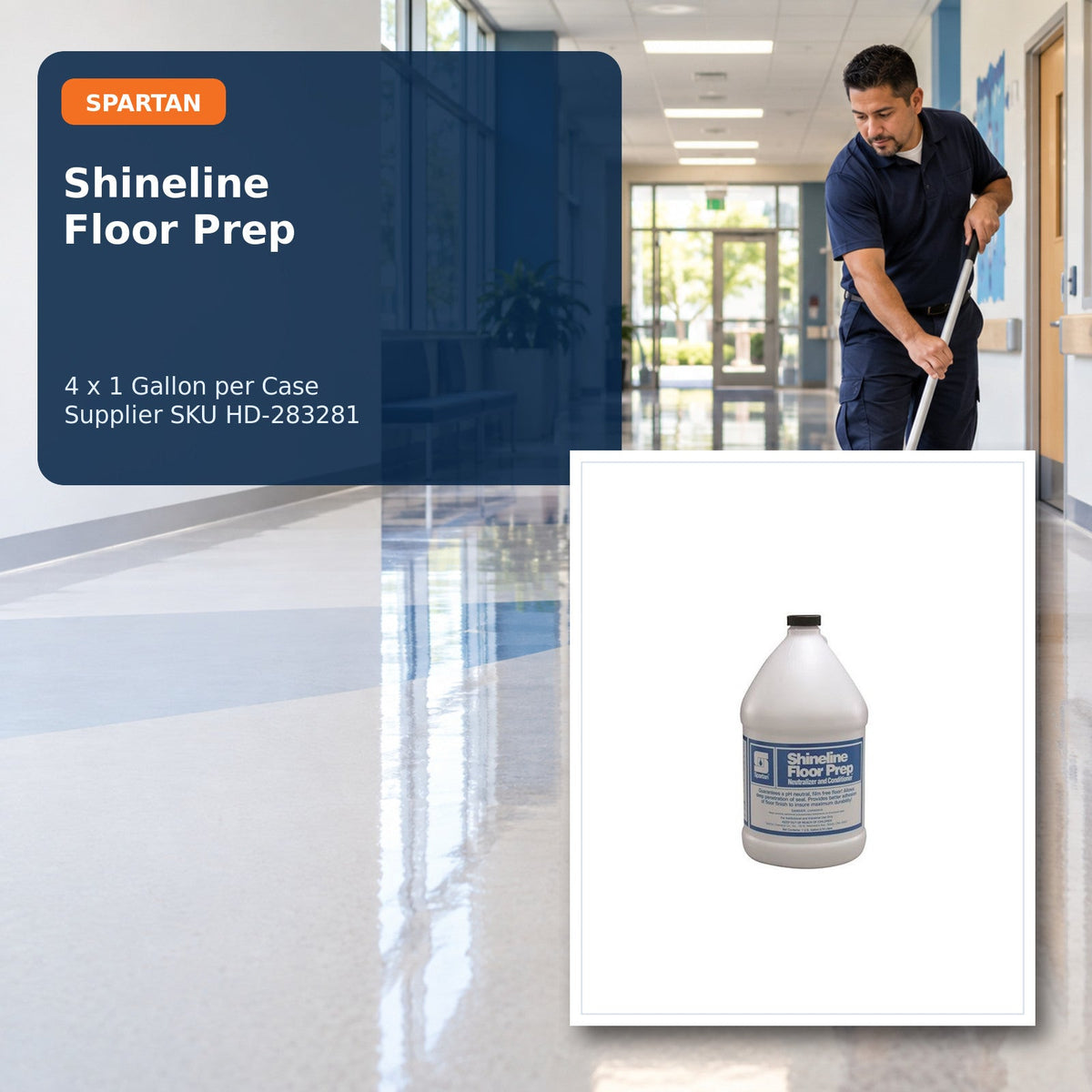 Spartan Shineline Floor Prep, Orange, 1 Gal, 4/Case – 01 hero