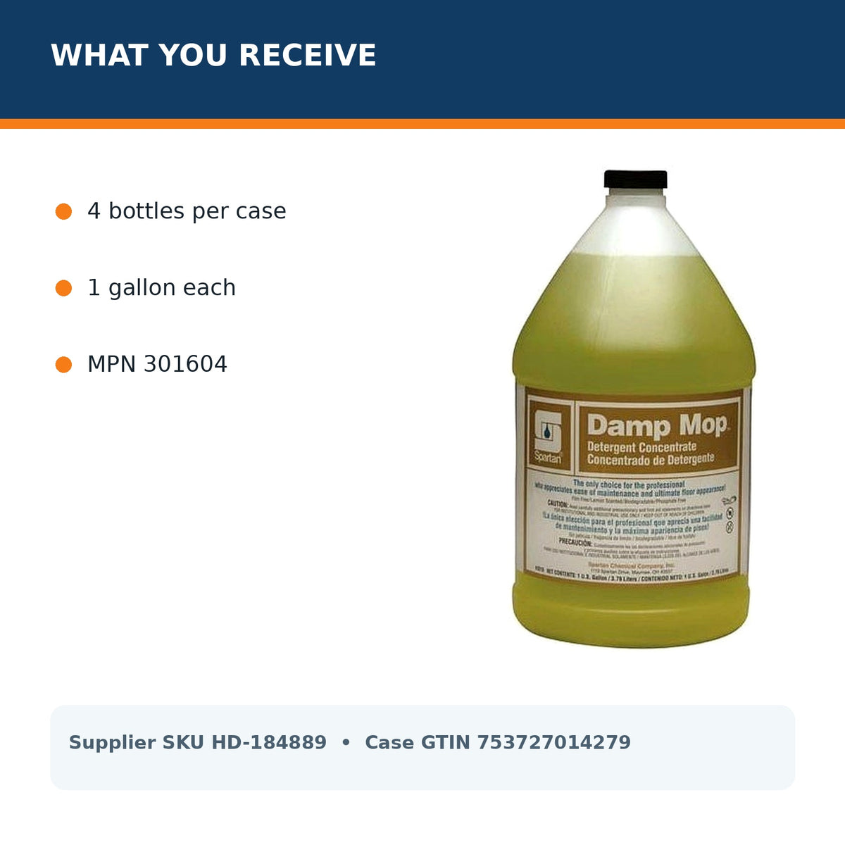 Spartan Damp Mop 1 gallon case pack and MPN details