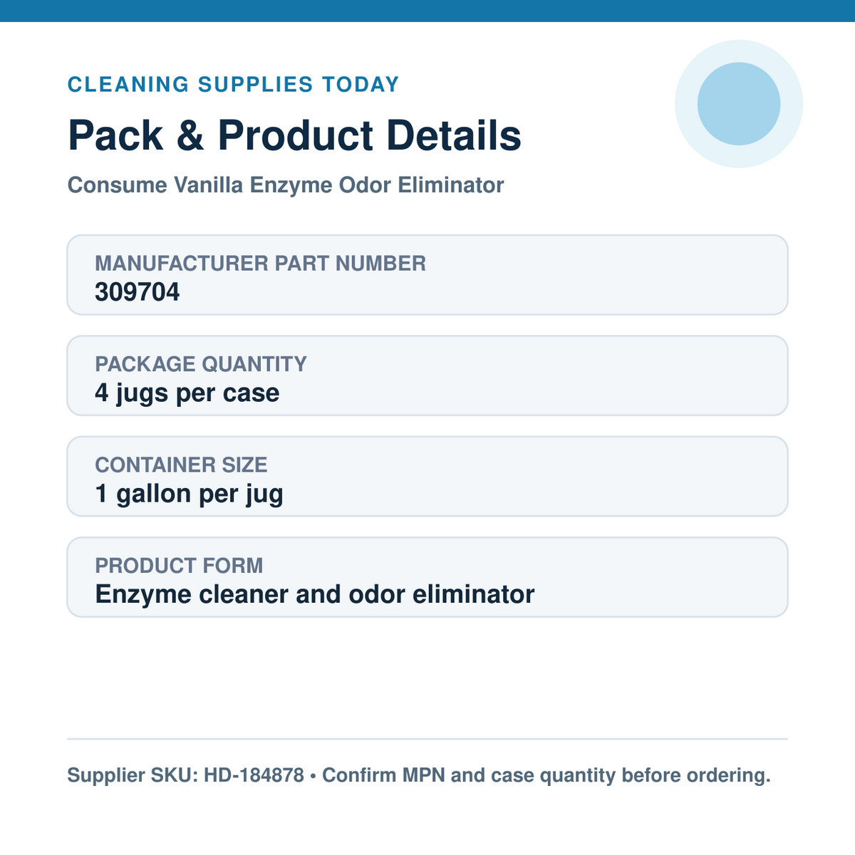 Spartan Consume Vanilla 309704 package quantity, size and ordering details