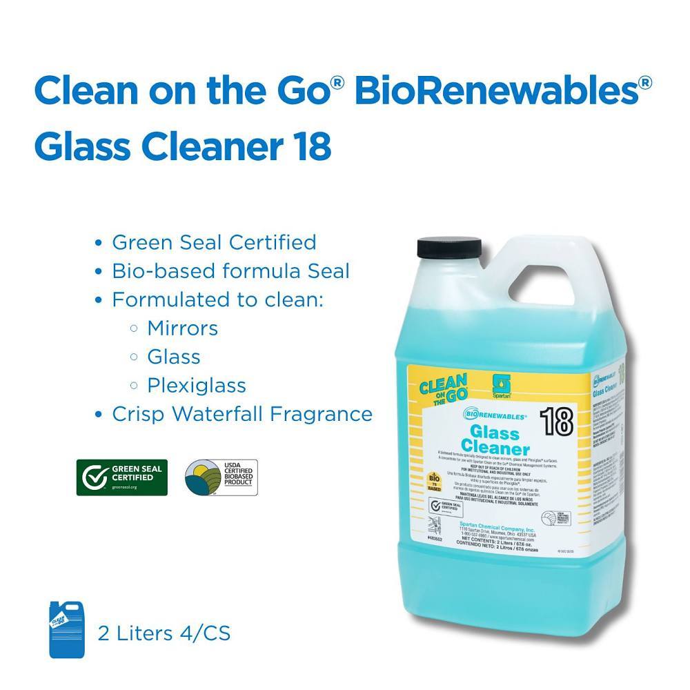 Spartan BioRenewables Glass Cleaner 18 483502 2 L concentrate features and four-per-case pack