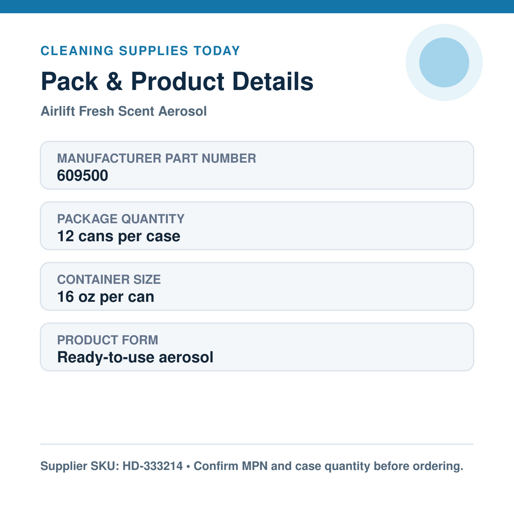 Spartan Airlift Fresh Scent aerosol 609500 package quantity, size and ordering details