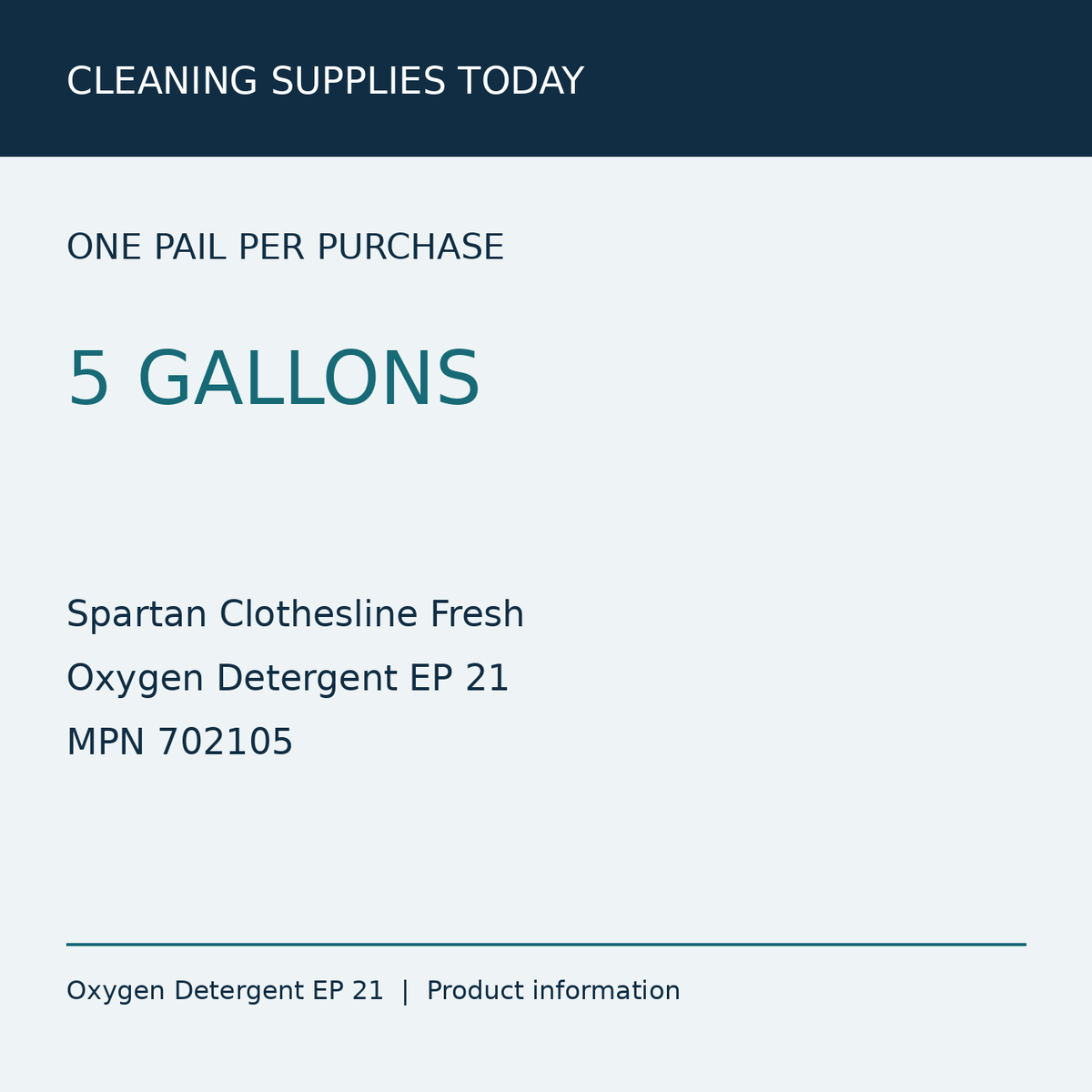 Spartan Oxygen Detergent EP 21 702105 pack information