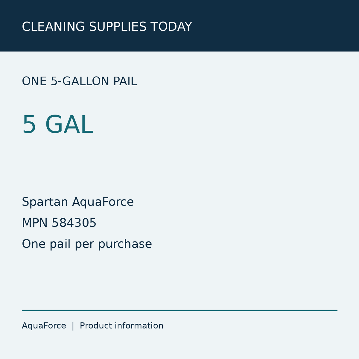 Spartan AquaForce 584305 pack information