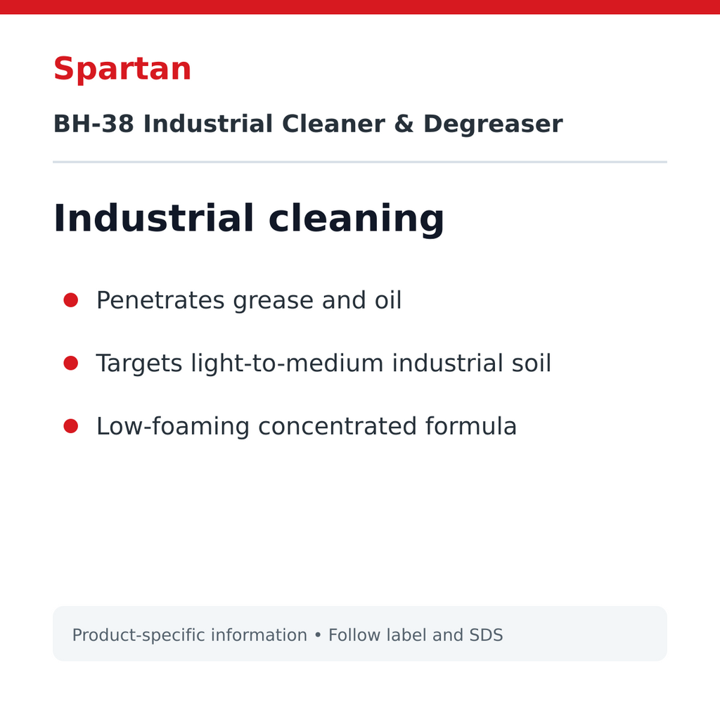 Spartan BH-38 industrial cleaning features