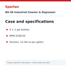 Spartan BH-38 case pack and specifications