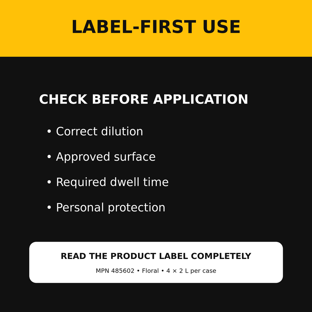 Spartan BNC-15 label-first dilution, surface, dwell-time and protection guidance