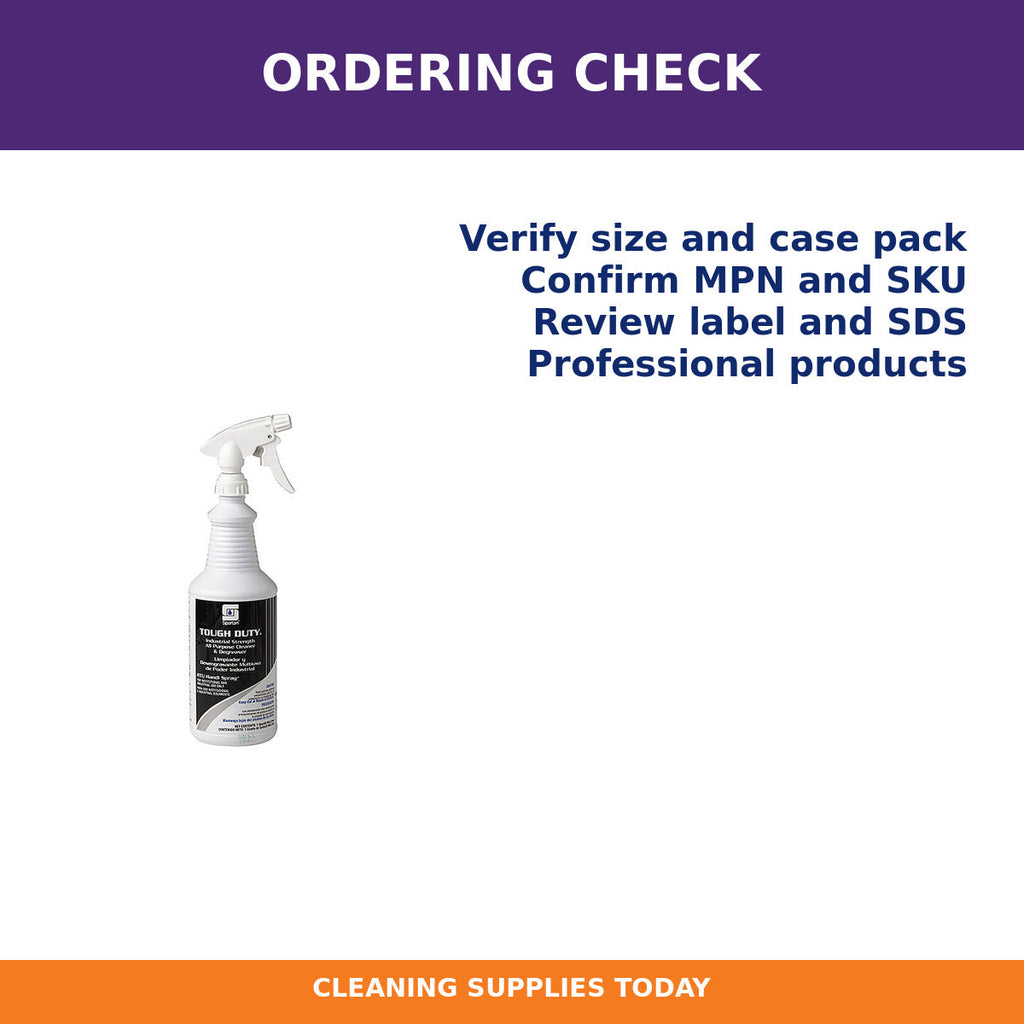 Ordering checklist for Spartan Tough Duty Cleaner Degreaser, Floral, 1 Qt, 12/Case – MPN 204003