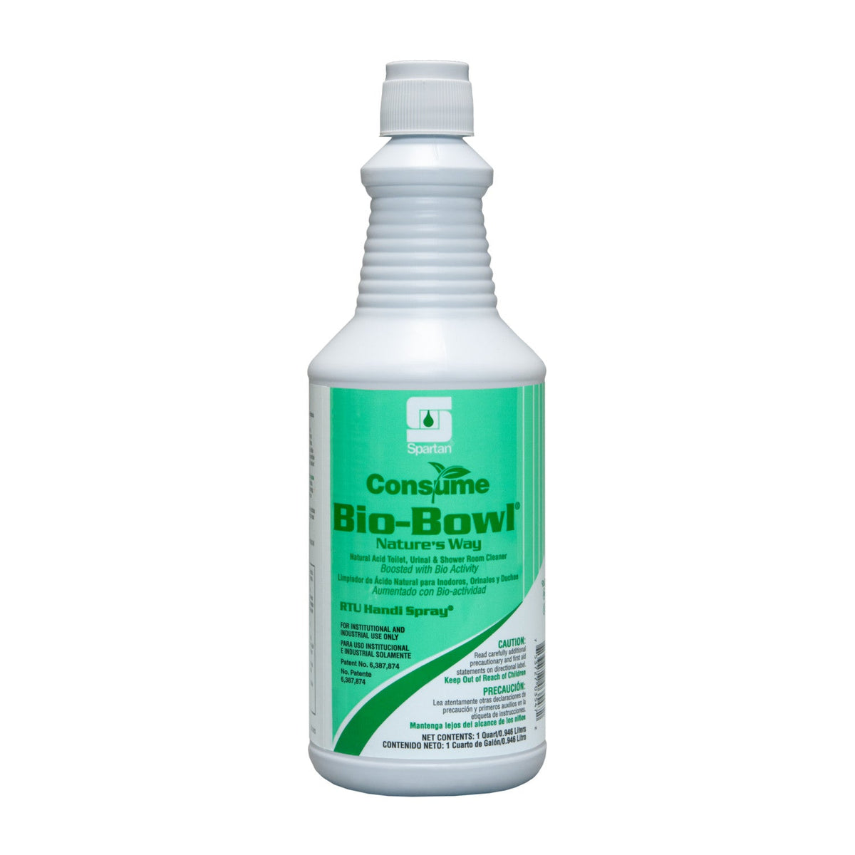 Spartan Consume Bio-Bowl cleaner 1 quart bottle on white background, MPN 339703