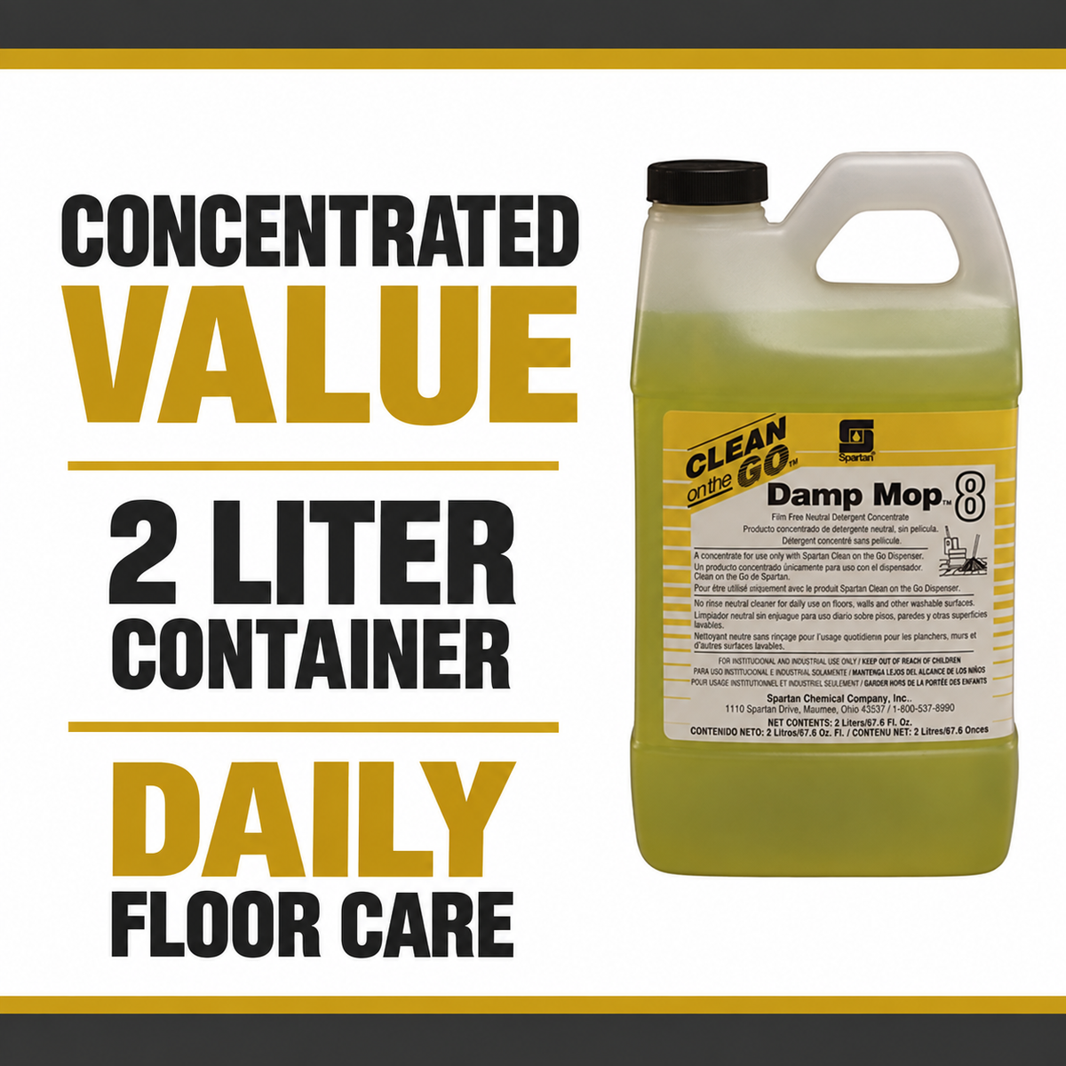 Spartan Damp Mop 2 liter commercial neutral floor cleaner concentrated value