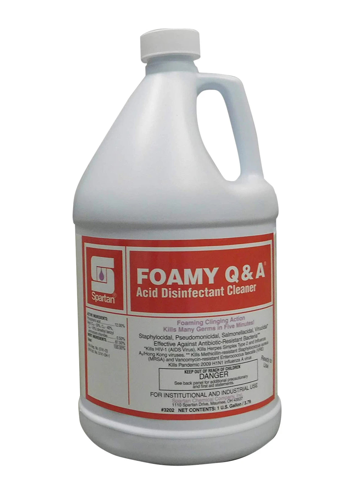 Spartan Foamy Q&A citrus disinfectant cleaner, one-gallon jug, four per case