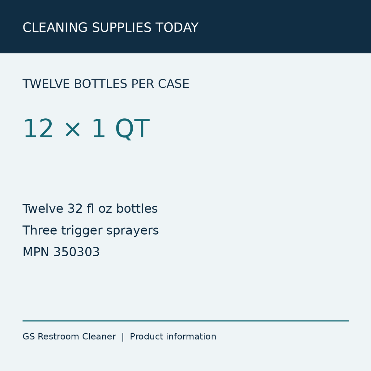 Spartan GS Restroom Cleaner 350303 pack information