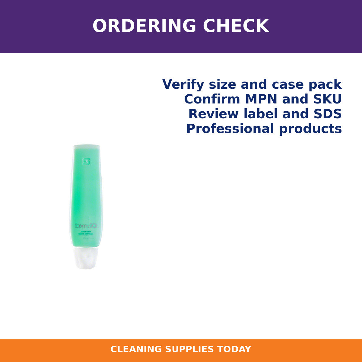 Ordering checklist for Spartan foamyiQ Citrus Fresh Handwash, 1250 mL, 4/Case – MPN 460800